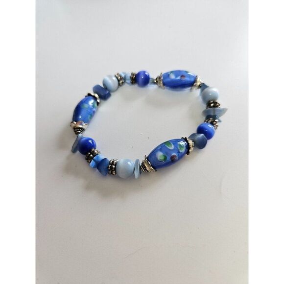 Blue glass beaded bracelet - Picture 7 of 7